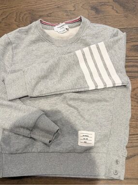 TB Grey Crewneck Sweatshirt with Sleeve Stripes